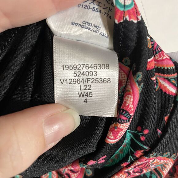 NWT Lands’ End Swim Skirt Size 4 Paisley Print Black Pink Floral Lycra Xtra Life - Picture 9 of 10